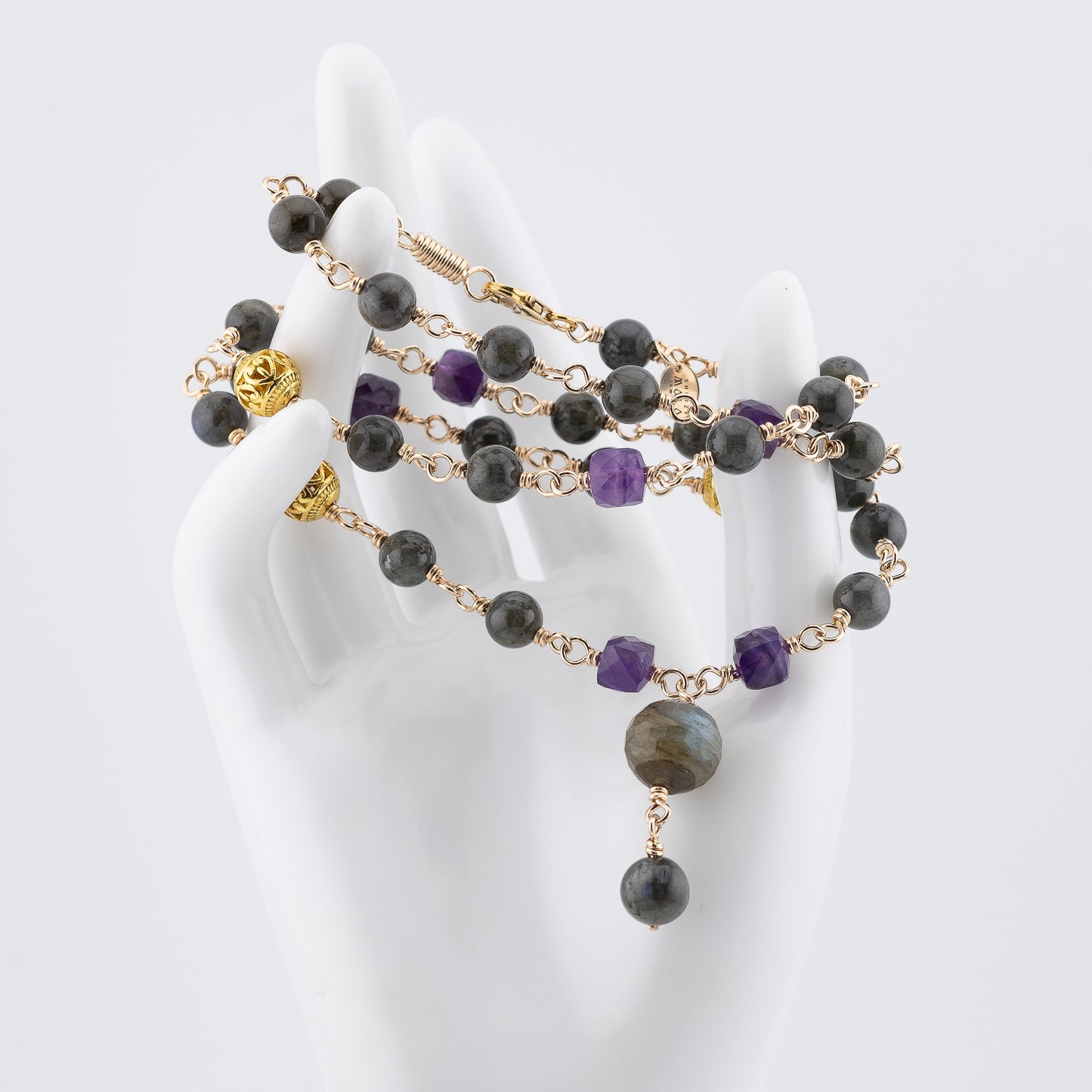 The Violet Mystic Necklace - Labradorite, Amethyst & Filigree