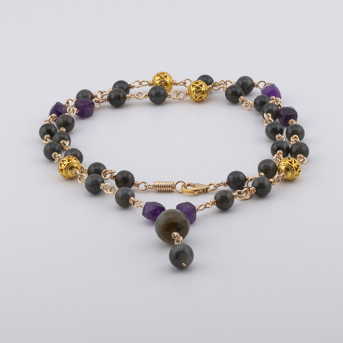The Violet Mystic Necklace - Labradorite, Amethyst & Filigree
