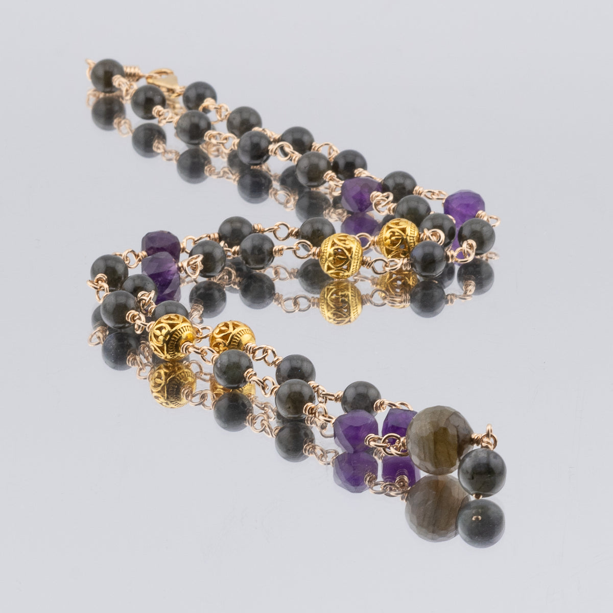 The Violet Mystic Necklace - Labradorite, Amethyst & Filigree