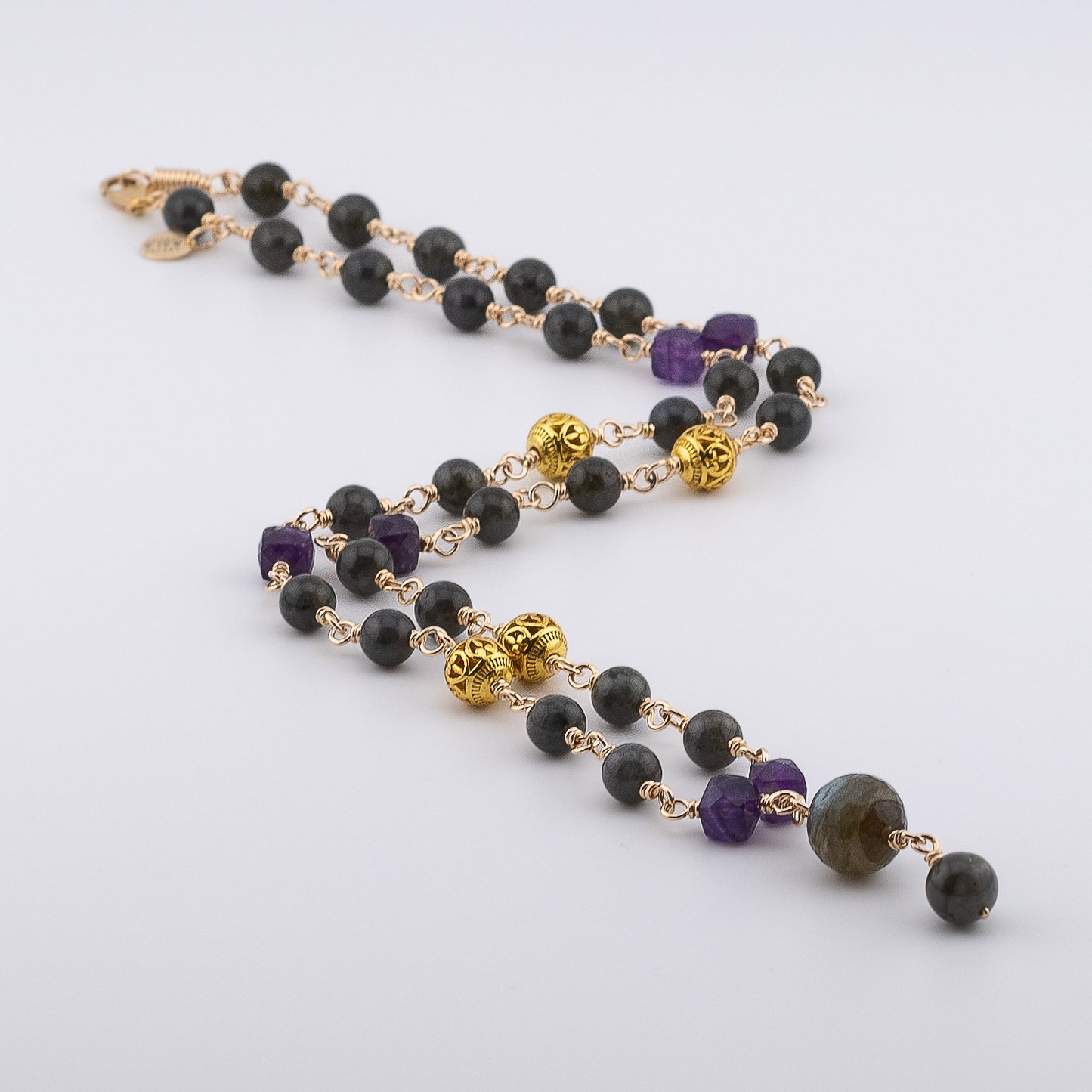 The Violet Mystic Necklace - Labradorite, Amethyst & Filigree