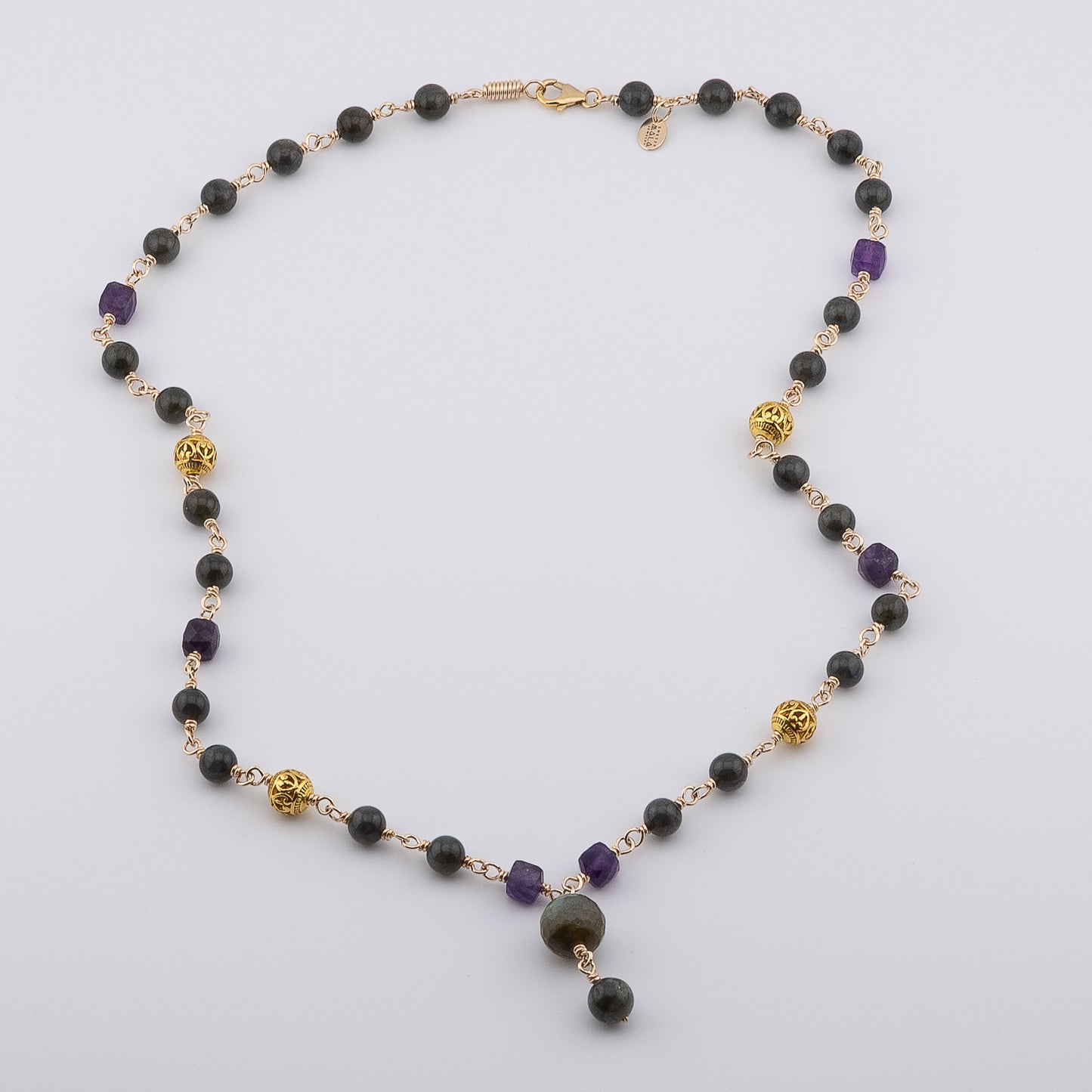 The Violet Mystic Necklace - Labradorite, Amethyst & Filigree
