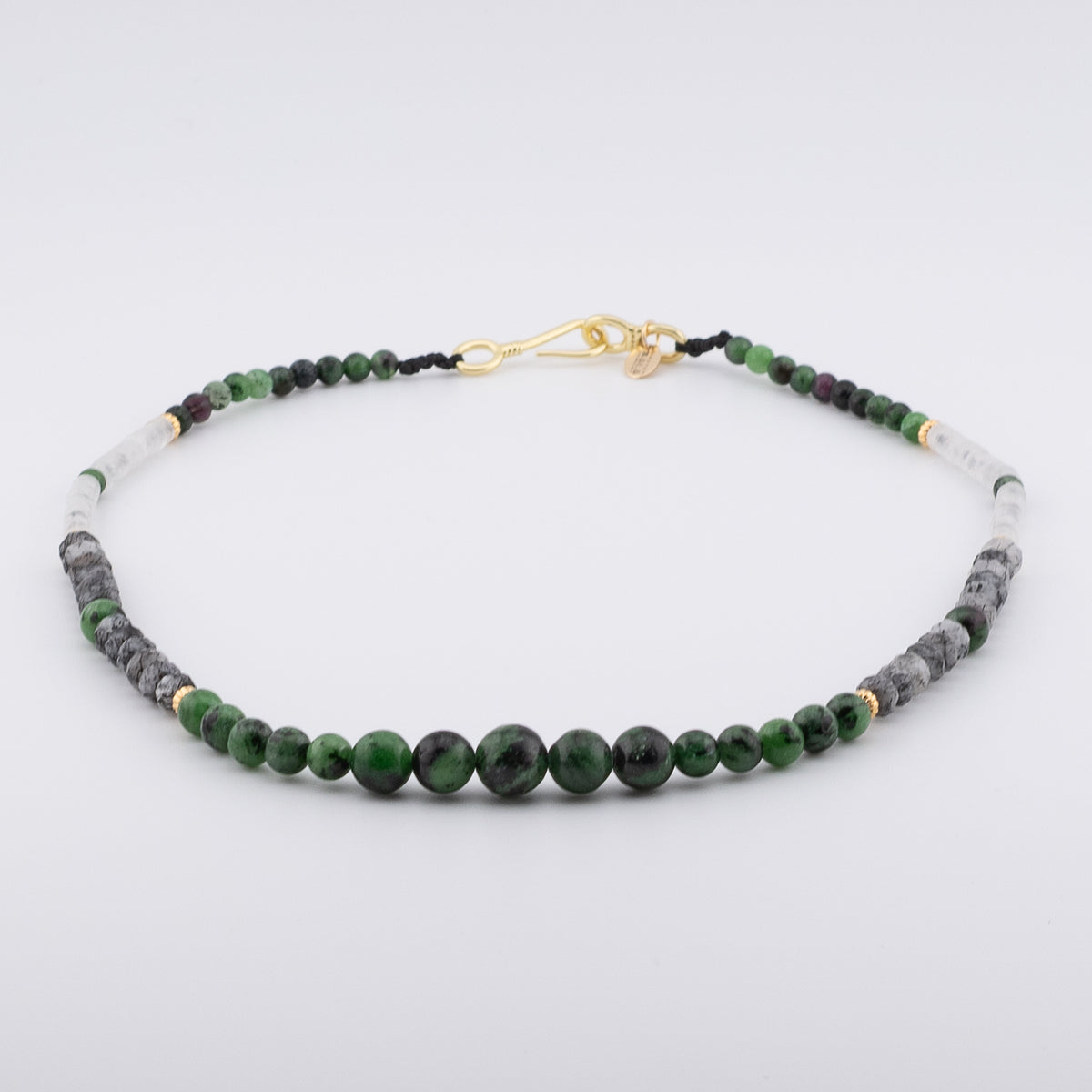The Verdue & Quartz Choker - Ruby Zoisite, Rutilated Quartz & Clear Quartz