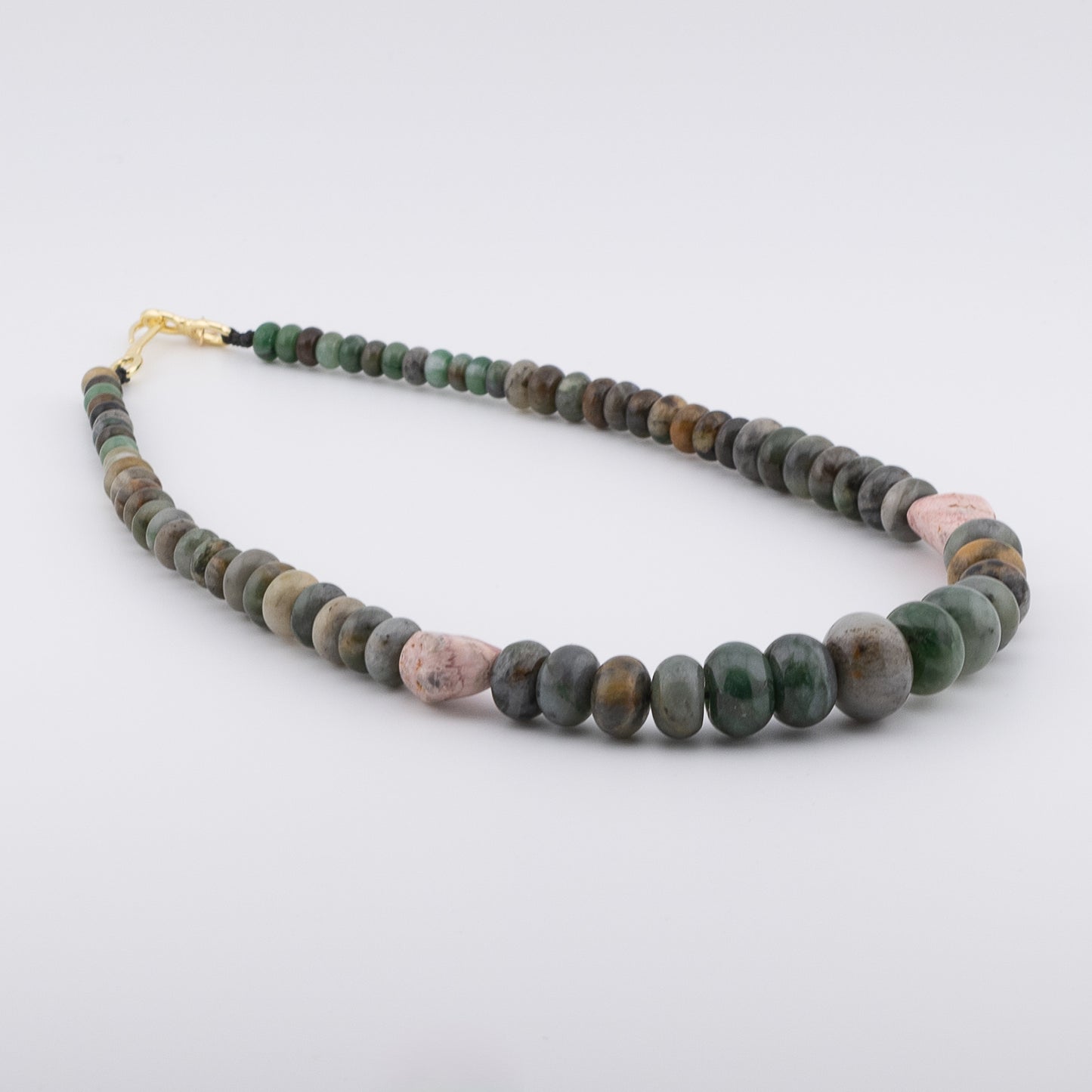 The Forest Moss Choker - Sinking Jade & Rhodochrosite