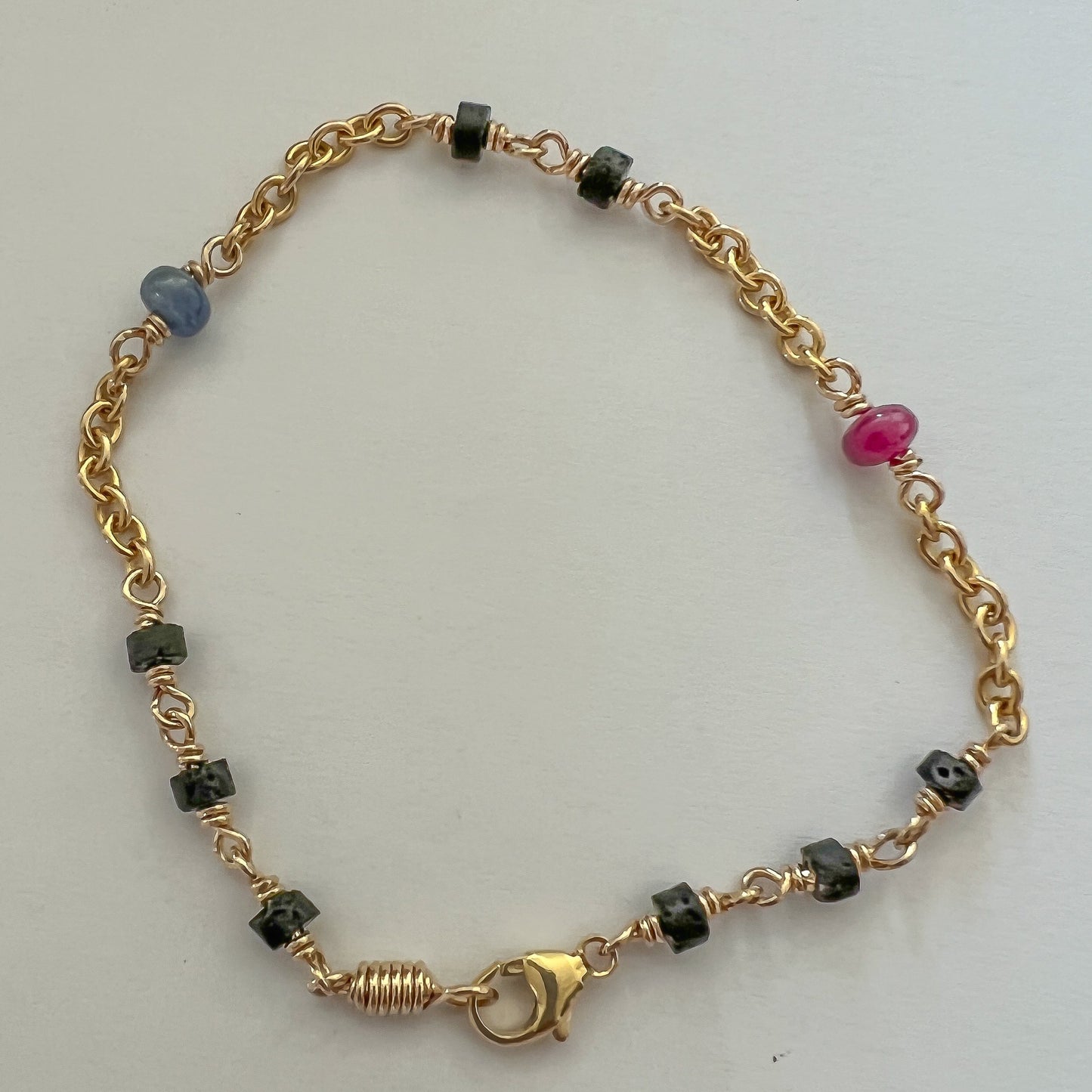 Ruby, Sapphire Black Lava Bracelet