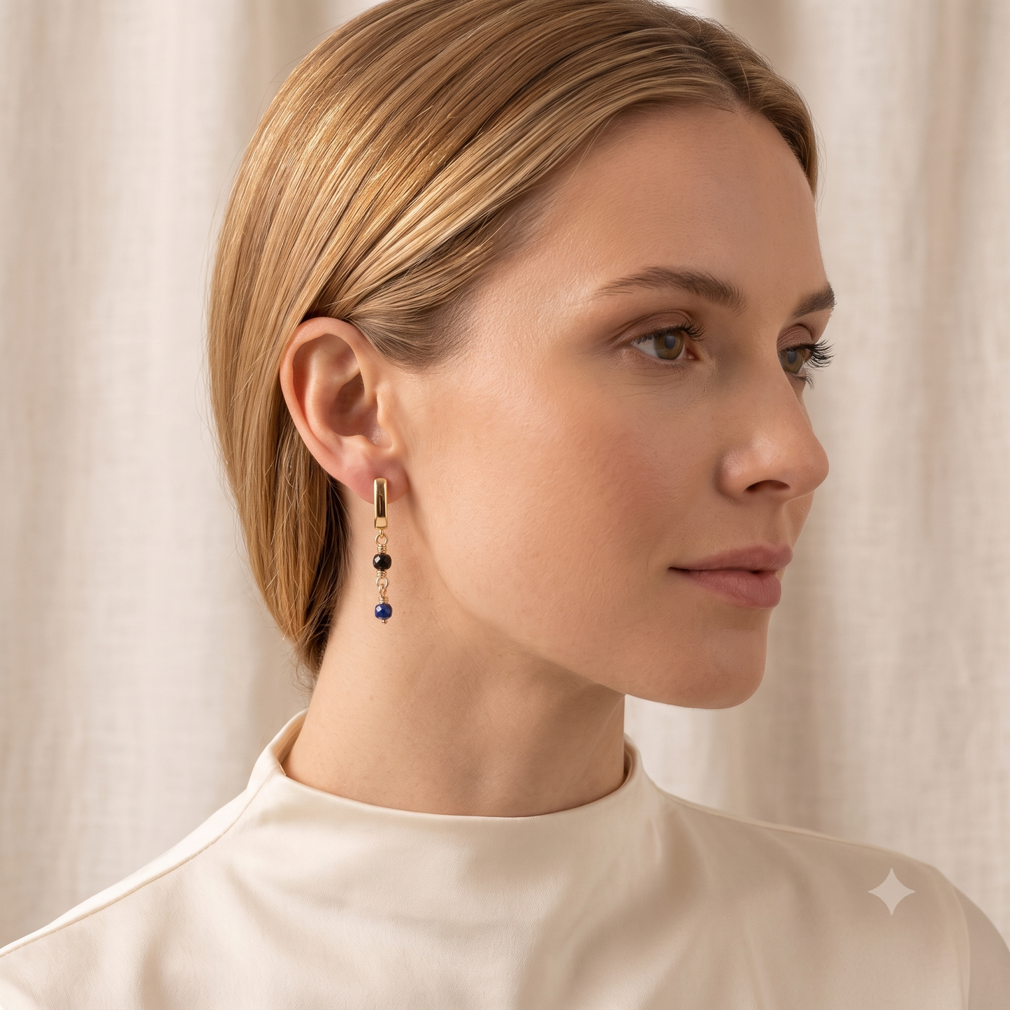 Rainbow Obsidian and Lapis Earrings